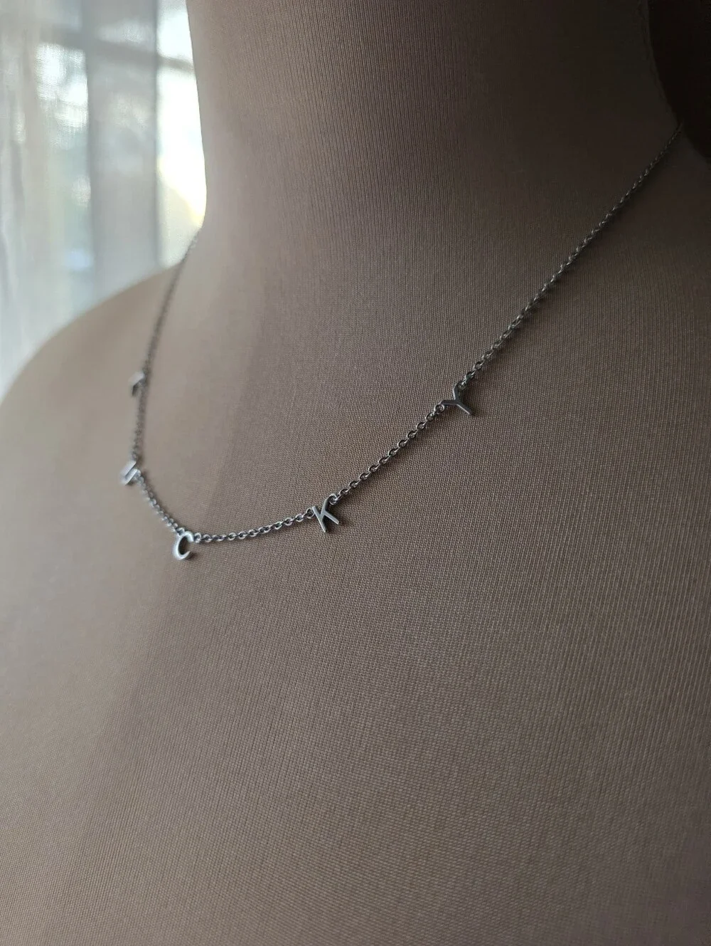 Lucky Charm Choker Necklace Pura Vida Silver Minimalist Dainty Letter 16